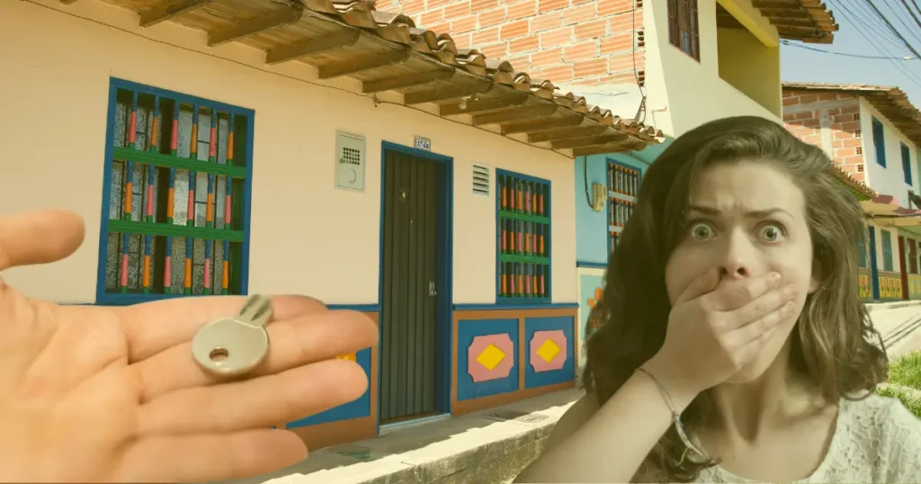 persona asustada por que se partió la llave de una puerta